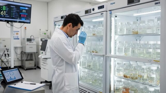 In a microbiology lab a technician monitors incubators with water samples ensuring ideal conditions for microbial growth detection during quality control testing processes.