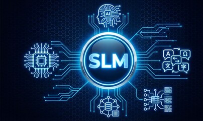 Fototapeta premium Small Language Model SLM Concept with On-Device AI Processing, Local Machine Learning and Private Neural Network Interface