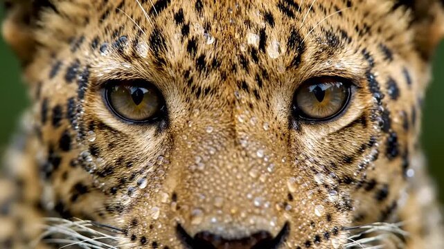 Close-up of a Leopards Intense Gaze in Natural Habitat.