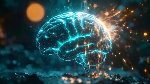 Conceptual digital representation of human brain with energy