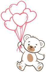 Cute Teddy Bear Holding Heart Balloons Sticker
