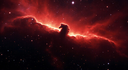Fototapeta premium Majestic cosmic horsehead nebula glowing in deep space