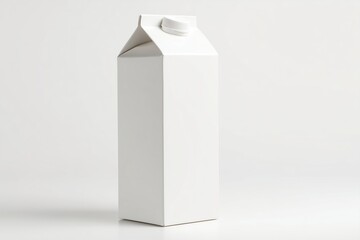 Simple white carton stands tall in a minimalist setting, showcasing its sleek design and modern elegance