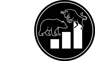 Bull and bear market graph logo