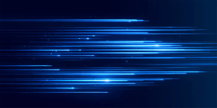 A bright blue abstract background wallpaper features a digital motion pattern of light wave lines and striped technology textures to create a dynamic vector art backdrop with energy and speed