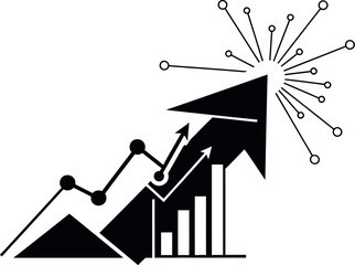 Business growth and success chart with arrows and graphs
