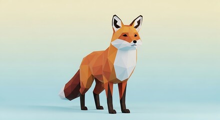 Obraz premium A vibrant digital illustration of a red fox standing on a gradient background