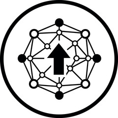 Network connection diagram with central arrow