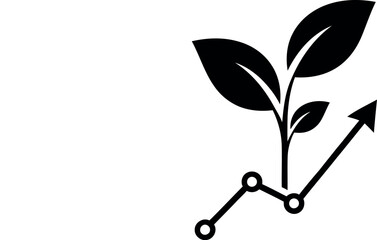 A plant growing upwards with a line graph trending upward