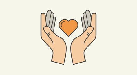Obraz premium Hands Holding Heart Illustration Design Element.