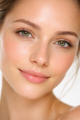 Obraz premium Close-up portrait of a young woman with glowing skin