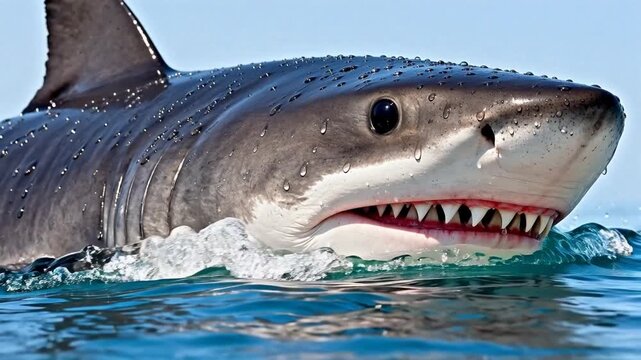 Great white shark with open mouth