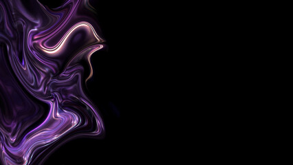 Vibrant purple liquid marble effect on black background featuring flowing metallic swirls and...