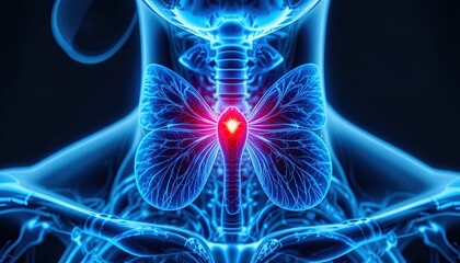 Detailed 3D illustration of human thyroid gland anatomy