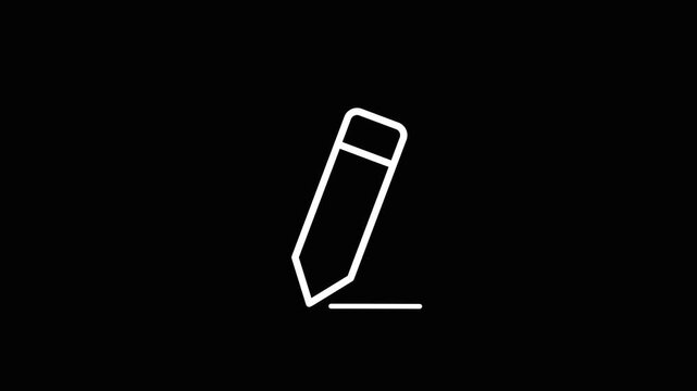 Clean line art pencil tool icon with smooth animation transparent background graphic