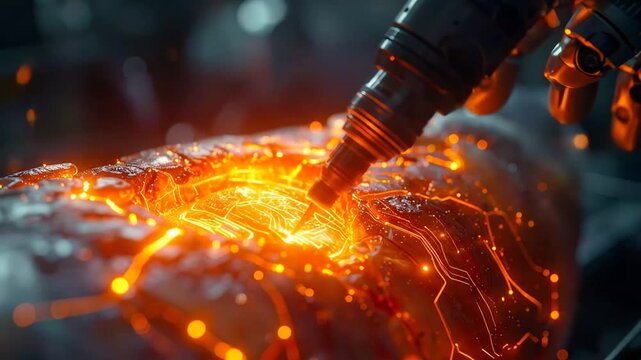 Metalworking process sparking tool close up