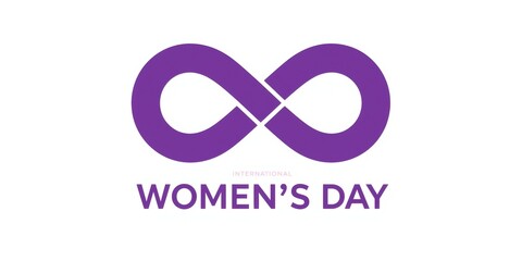 Obraz premium Purple infinity symbol representing women's day with text below