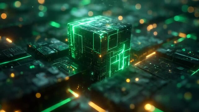 Abstract digital cube illuminated technology concept
