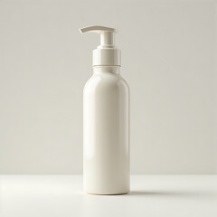 White Pump Bottle on Clean Minimal Surface