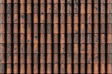 Red Mediterranean clay roof tile texture top view for traditional architecture and house construction © Cgnomad