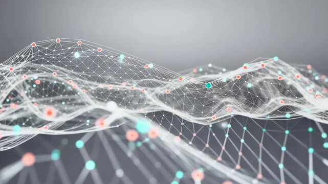 Abstract plexus network connection forming technological landscape for science and communication,artificial intelligence with data visualization,deep learning concept