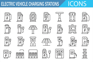 Electromobility Line Icons &ndash; Electric Vehicle Infrastructure Pack