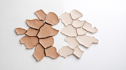 Dry cracked skin concept showing before and after treatment with improved smooth skin texture and hydration effect