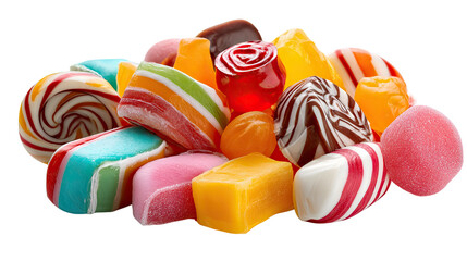 Obraz premium Candy Assortment: A vibrant collection of assorted candies, each piece a burst of color and flavor, piled together for a tempting treat.