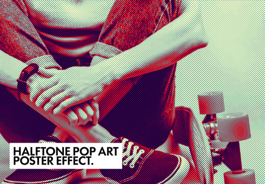 Action with Halftone Pop Art Poster Effect