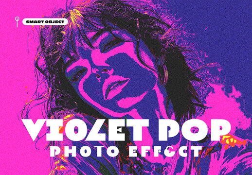 Violet Pop Duotone Portrait Photo Effect