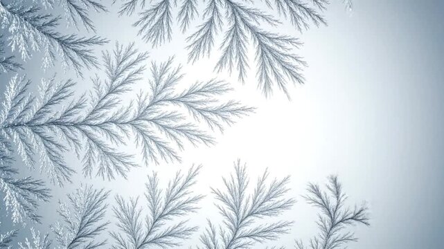 Delicate frost patterns on windowpane, videoo (111)-new.mp4, frosty morning scene, icy leaves, serene landscape view