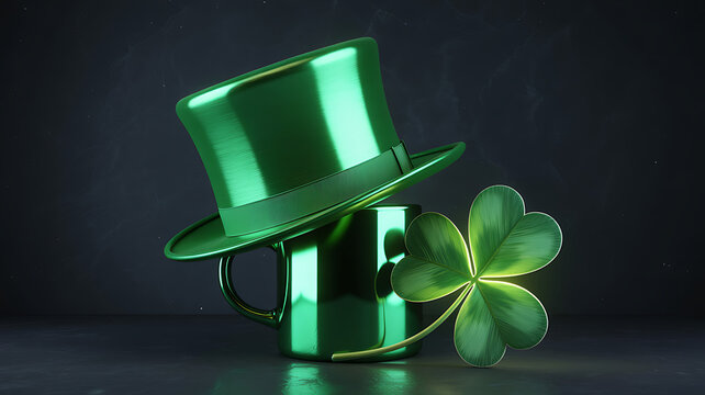 A close-up of a stack of us dollar bills with a four-leaf clover on top isolated on transparent background