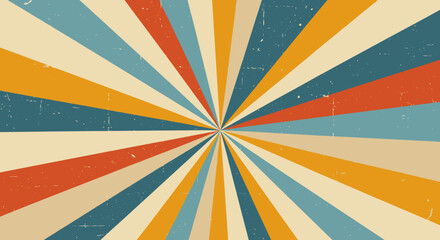 Vintage Retro Style Sunburst Radial Pattern with Distressed Texture.