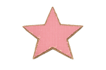 Pink star shape with distressed cardboard border, celebrating success, quality, achievement, and positive rating concept on transparent background