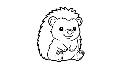Obraz premium Cute cartoon hedgehog illustration outline