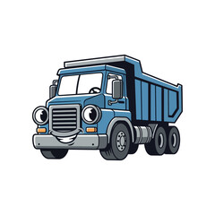 An illustration of a blue dump truck on a white background for construction sites. © Saeful Khasan