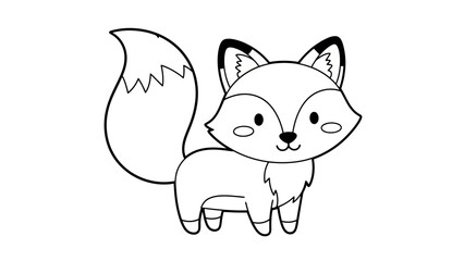 Fototapeta premium Cute cartoon fox outline illustration.