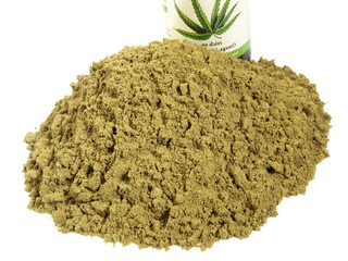Naklejka premium Food and Health - Hemp Seed Powder on white Background