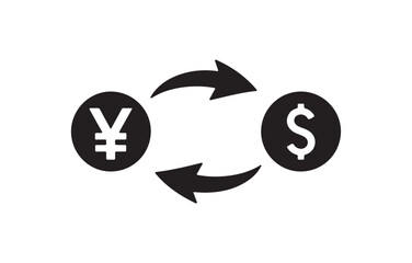 currency exchange yen to dollar silhouette icon