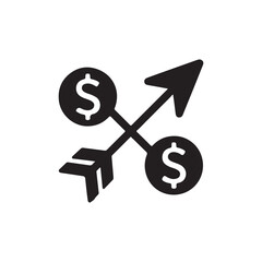 dollar currency growth arrow silhouette icon