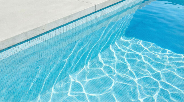 Bright Swimming Pool Edge with Clear Water and Caustic Sunlight Patterns