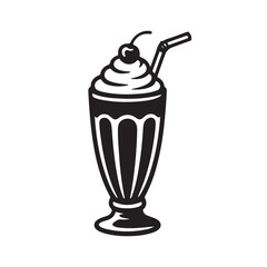 creamy vanilla milkshake with cherry and whipped cream