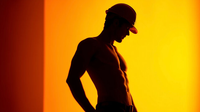 A man in a hard hat stands in front of a yellow wall