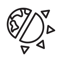 Global warming earth sun split line icon vector for app website infographic