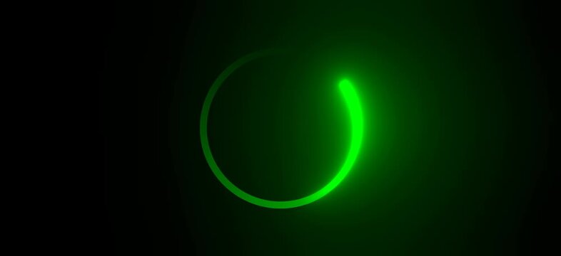 Neon Green Loading Circle Animation, System Ready Progress Loop, Matrix Style Buffer Icon