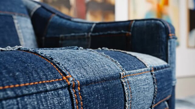 Upcycled Denim Sofa Furniture Interior Design.