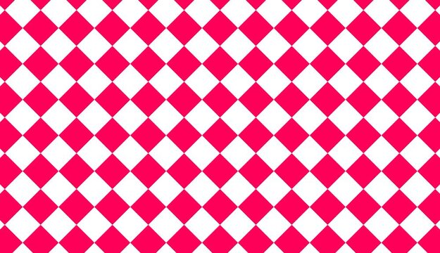 Pink And White Harlequin Tile Pattern, Decorative Seamless Background, Vector Illustration