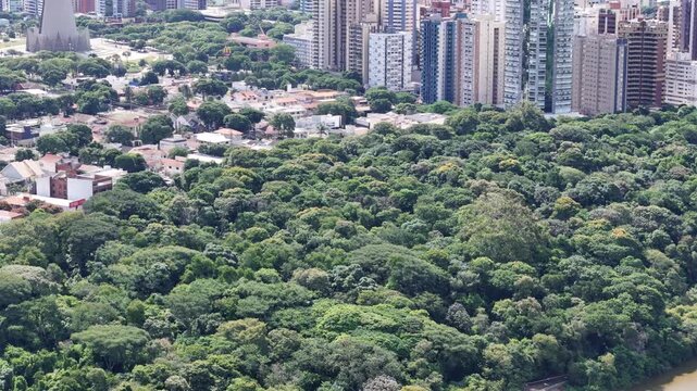 Parque do Ing&aacute; com a Catedral da cidade ao Fundo. O contraste da floresta com a cidade! 