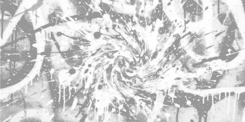 grayscale abstract artwork featuring a swirling vortex of paint splatters and drips dynamic energy and creative expression. 