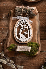 Easter flat lay background in rustic style